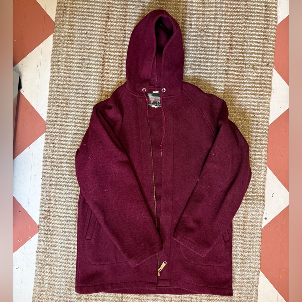 Vintage 1950s Woolrich Deep Red Hooded Zip-Up Jacket